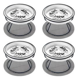 Cat Slow Feeder, Elevated Cat Food Bowl Raised Design, Dog Slow Feeder Bowl with Metal Stand, No Black Chin, Anti Vomit, Shallow Whiksker Friendly for Wet and Dry Food for Indoor Cat