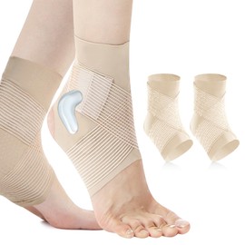 eYotto 1 Pair Ankle Brace for Sprained Ankle with Silicone Stabilizer Pad, Elastic Ankle Support Brace with Adjustable Fishnet Straps for Injury Healing, Plantar Fasciitis, Achilles Tendonitis Relief