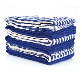 COTTON PULSE Terry Dish Towels, Pack of 6, 30 x 50 cm, Highly Absorbent Kitchen Cleaning Cloths 12"X20" Blue