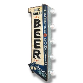 SOTT Vintage Style Beer Marquee LED Sign Double Sided Wall Arrow Bar Man Cave Decor