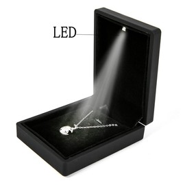 iSuperb LED Light Jewelry Box for Ring Earrings Necklace Pendant Earring Ring Box for Wedding (B)