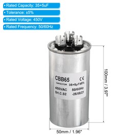 PATIKIL 35+5uF 35/5MDF 450VAC Fan Start Capacitor, CBB65 Circular Dual Run Capacitor for Air Conditioner Cool Heat Pump Condenser Straight