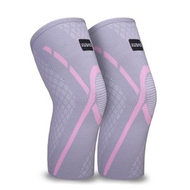 KUBAO Knee Brace Meniscus Tear Weight Lifting Knee Sleeves Pure Support Knee Brace Knee Stabilizer Brace For Men Snowboarding Knee Pads Right Knee Brace Men Pink Grey L