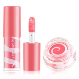 Boobeen Hydrating Plumping Lip Gloss Lip Oil and Lip Care Cream Set, Tinted Lip Balm Lip Glow Oil Moisturizing for Dry Cracked Lips