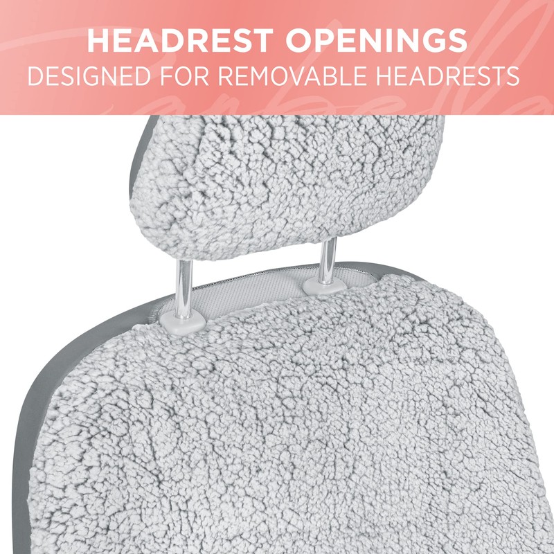 Carbella Plush Sherpa Fleece, 2 Pack Gray Seat Cover for