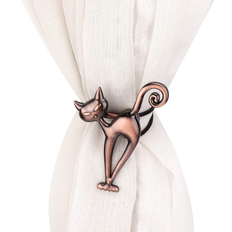Magnetic Curtain Tiebacks Clips, Cute Cat Window Clips Buckle Belt
