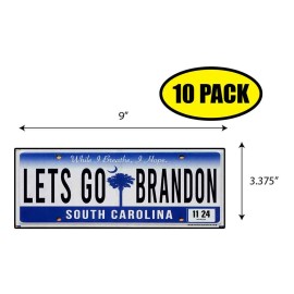 Tampa Printing 10 PACK 3.37"x 9" LETS GO BRANDON PLATE Sticker Decal Gift MAGA Trump BS0312