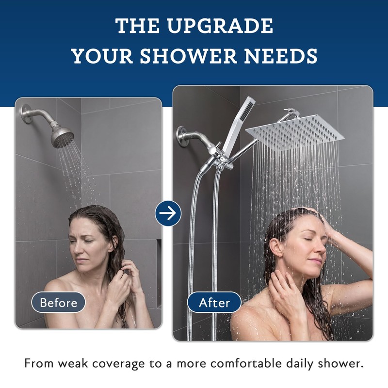 G-Promise All Metal 8" Rain Shower Head with Handheld for