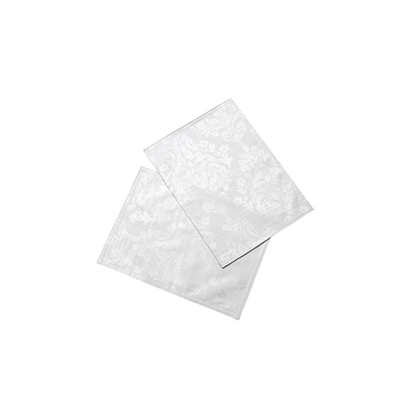 Palazzo Damask Snow (White) Pack Of 2 Placemats (33x45cm-13x18in Approx)