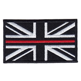 Fire Service Thin Red Line Union Jack Embroidered Patch-Hook & Loop Backing