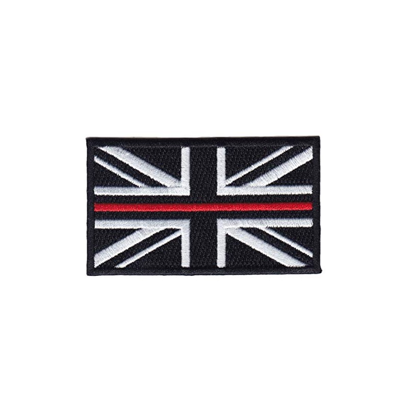 Fire Service Thin Red Line Union Jack Embroidered Patch-Hook &