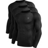 NELEUS Men's 3 Pack Compression Workout Long Sleeve Shirts,5030,Black,3XL