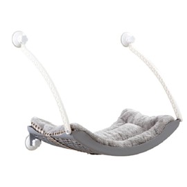 MPM Cat Window Hammock - Grey | Space Saving Cat Perch, Resting Shelf Sunny Seat for Indoor Cats, Perfect for Sunbathing, Napping, Overlooking