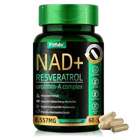 Liposomal NAD+ Resveratrol 400mg con Urolitina A, 60 Cápsulas | Absorción mejorada con urolitina-A y CoQ10, apoya la energía celular y el mantenimient