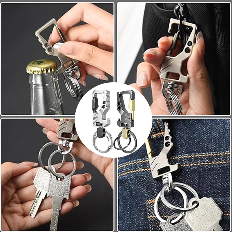 Ezranova 2 x Metal Key Fob, Bottle Opener, Double Ring
