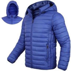 Xsylxgc Mens Winter Coats Puffer Jacket Lightweight Down Jacket Hooded Casual Warm insulated Jacket, Royal blue L