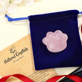 MAIBAOTA Rose Quartz Healing Crystals Cat Paw Worry Stone for Anxiety Stress Relief Cute Pocket-Sized Emotional Support Gifts for Crystal Cat Pet Lovers Women Men (Pink)