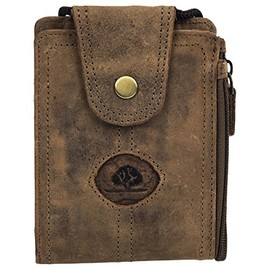 Greenburry Vintage Umhängegeldbeutel Leder Portemonnaie braun | 14 x 10,5 x 2,5 cm