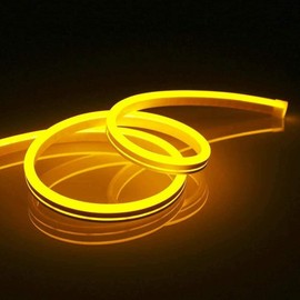 DOSYU Neón flex Tira LED luces de 5 Metro Tira led monocromo Forma ajustable para TV, Dormitorio,Halloween, Navideña, Decoración Hogareña, Iluminación de Armario con LED 3528 Brillante(Amarillo)