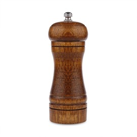 Pepper Grinder - 5 inch Pepper Mill Pepper Grinder Refillable Oak Salt and Pepper Grinder Set Sea Salt Grinder Ceramic Pepper Mill Grinder Adjustable (1 Pack)