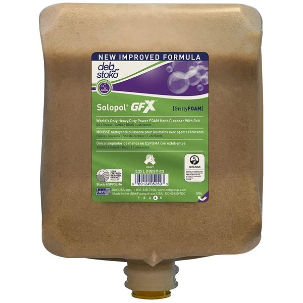 Solopol GFX - 3.25 Liter - Heavy Duty Foam Hand Cleaner with Grit - Out Cleans Traditional Pumice Based Cleaners - Contains Glycerin As A Skin Conditioner to Protect Working Hands