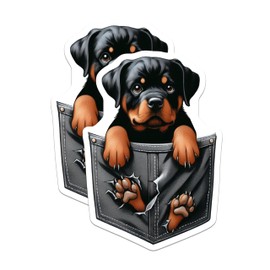(2 Pack) Puppy Magnets - Rottweiler Magnets - Dog Fridge Magnets - Cute Dog Magnets - Animal Lover Magnets - 5" On Longest Side - for Cars, Fridges, Toolboxes - Made in USA - MAG4379