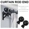 2 Pcs 28mm Window Curtain Rod End Black Drapery Curtain