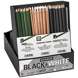 General Pencil BWA Black and White Pencil Displays (Set of 84); Includes: 2 Dozen #5000 Primo Elite Grande Pencils, 2 Dozen #525-9xxB Kimberly Pencils, and 3 Dozen #558 Charcoal White Pencils