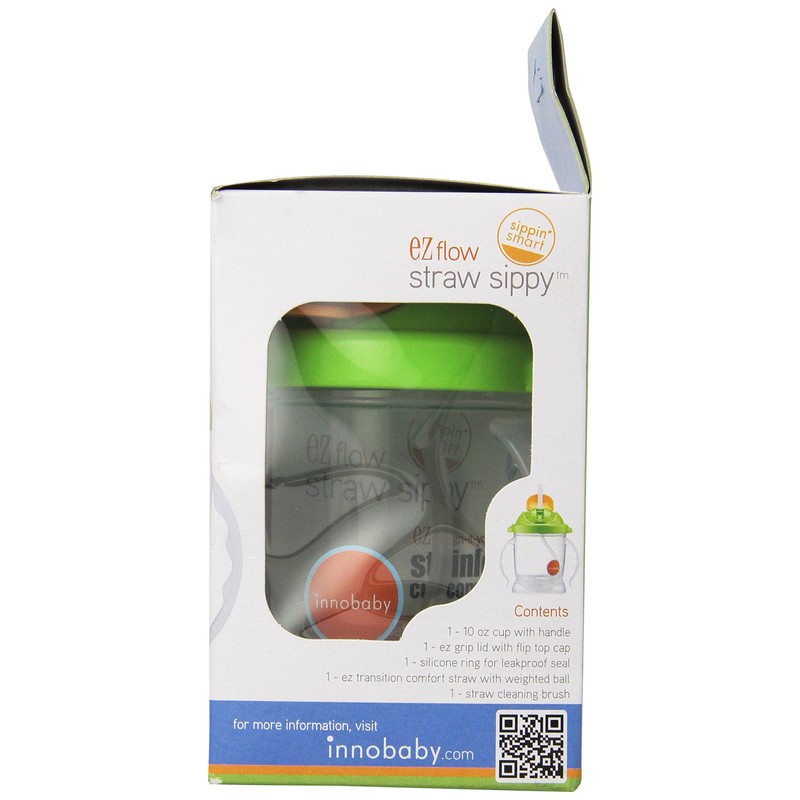 Innobaby Sippin' Smart EZ Flow Straw Sippy Cup, Green, 10