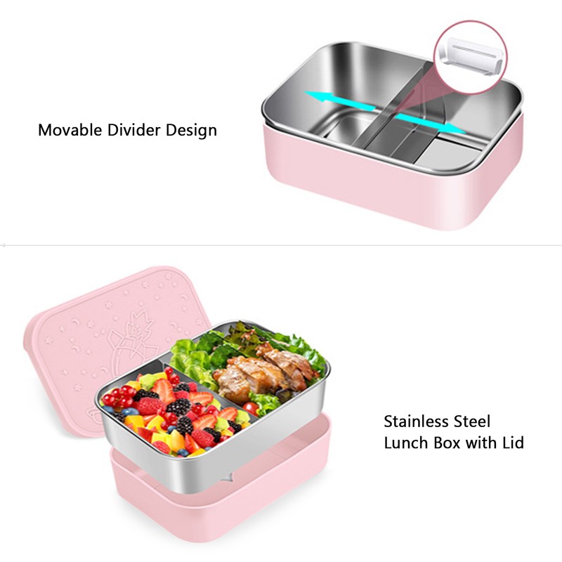 Stainless Steel Lunch Box 850ml Leakproof Sealed Bento Box with