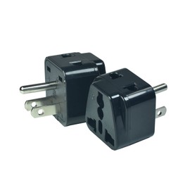 2 in 1 US Plug Adapter, European to USA, American Travel Power Plug Adapter,Safe Grounded Outlet, EU to USA Canada Universal Socket (Pack of 2)