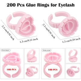 Taicols Glue Rings for Eyelash, 200 Pcs Lash Glue Ring, Extension Glue Rings, Lash Extension Supplies, Smart Glue Rings, Disposable Glue Ring, Lash Fan Blossom Glue Cups, Glue Holder, Beauty Tools