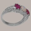 925 Sterling Silver Womens ring Natural Opal & Ruby Anniversary