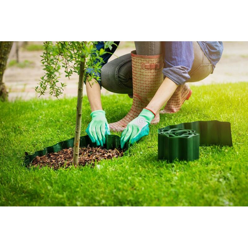 Garden Lawn Edging Green Plastic Wave Landscape Edging Flower Bed