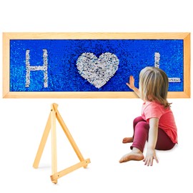 HunnmingRe Sequin Sensory Wall Frame 35.44 x 12.6 Inches Sensory Hanging Wall Panel Reversible Sequin Flip Fabric for Kids Board Autism Products Equipment for Special Classrooms Needs Playroom Decor