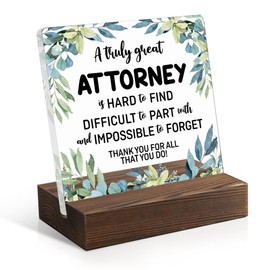 Juoqg A Truly Great Attorney Is Hard To Find Acrylic Sign with Wooden Stand, Funny Solicitor Gifts for Men Women, Lawyer Thank You Gifts, Retirement Gifts for Attorney, Law Office Appreciation Gifts
