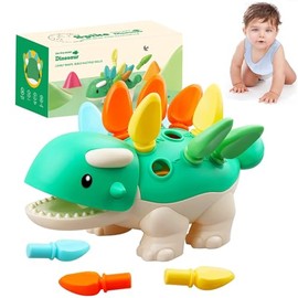Juguetes Sensoriales de Dinosaurios, Juguetes Didacticos Montessori Dinosaurio, Juguete de Habilidades Motoras Finas, Juegos Educativos para Aprender Matemáticas y Clasificación de Colores de 3+ Años