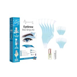 Beauty7 Men's Sensitive Eyebrow Wax Strips Kit - 24 Strips with Pearl Powder & Essential Oil for Sensitive Skin