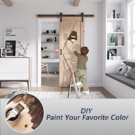 FREDBECK 32in x 84in Sliding Barn Door with 5.5FT Barn Door Hardware Kit Included Wood K Shape Solid Spruce Wood Panel Need to Assembly