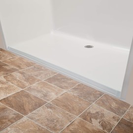 Collapsible Shower Dam - Water Threshold Barrier Stopper for Curbfree Shower/Easy Wheelchair Roll In/Use with Weighted Curtain for Full Splash Guard/Neutral/90 Degree End Caps/ 48"