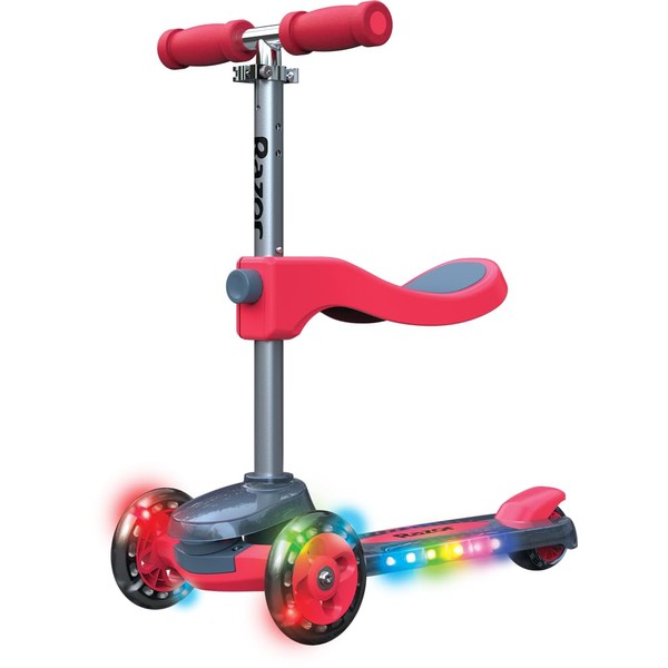 Razor Rollie DLX, 3-Wheel Light-Up Scooter for Younger Children, Seated