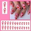 Press on Nails Medium Almond Fake Nails with Pink Red