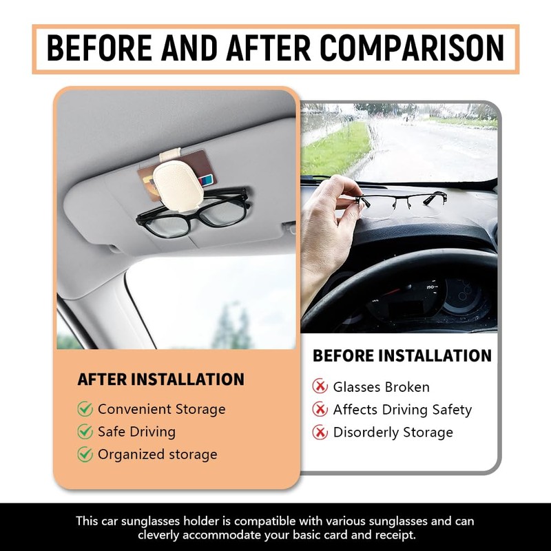 RGOAANC 2PCS Sunglasses Holders for Car Visor, Car Sun Visor