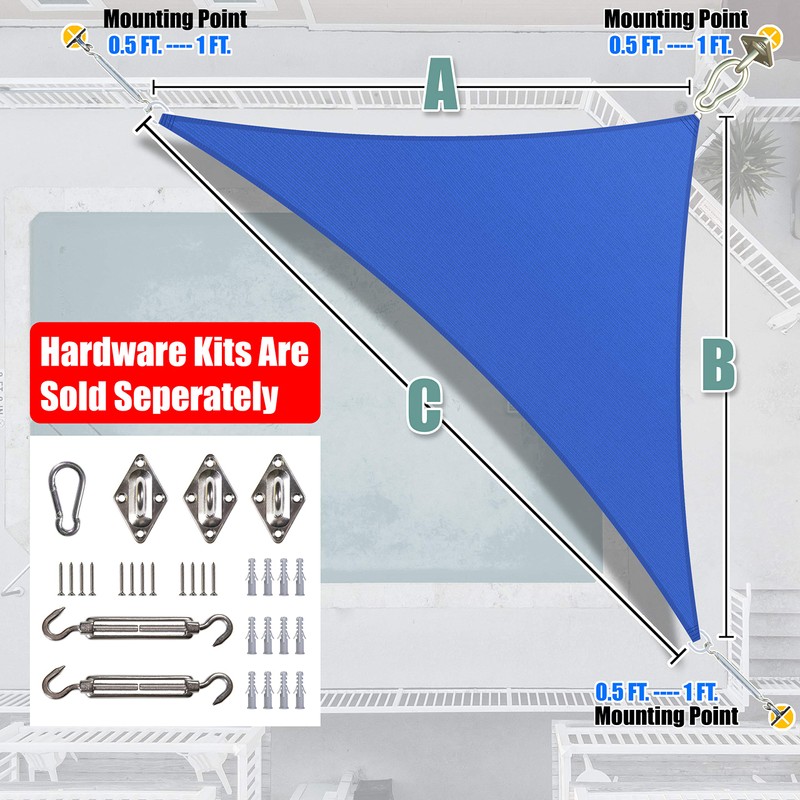 Amgo 18' x 18' x 25.5' Blue Right Triangle Sun