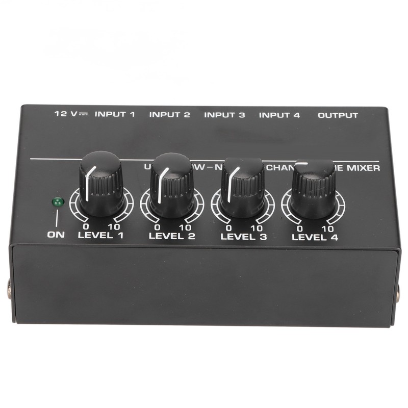 4 Channel Line Mixer Stereo Compact Low Noise Adjustable Volume