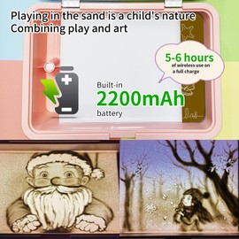 Rechargeable Sand Painting Light Box with Lid Toddler Sand Art Kits Light Table Toys for Kids 3 Color Modes & 10 Levels Adjustable Brightness Sand Sensory Toy for Boys and Girls 18"