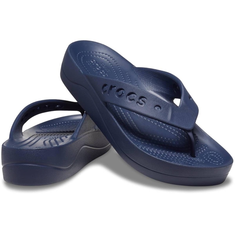 Crocs Women's Baya Platform Flip Sandal, Navy, 7