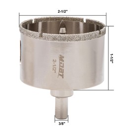 Diamond Drill Bits,2-1/2 Inch Diamond Hole Saw with Pilot Bit for Glass Ceramic Porcelain Tiles Marble Granite Quartz,1-1/2" Depth of Cut for Thick Countertops