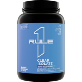 Rule One Proteins Clear Isolate - 20g All-whey Isolate Protein, Over 9g EAAs, 300mg of Electrolyte Minerals, 90 Calories, Light, Crisp, and Refreshing Taste (27 Servings, Blue Raspberry)