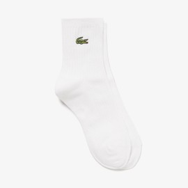 Lacoste Women's Croc Emblem Plain Short Socks, white